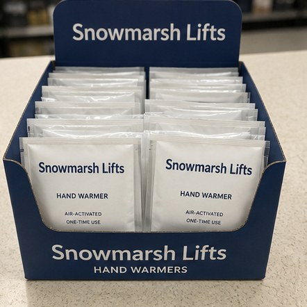 Customized hand warmers for ski resorts and lift queues